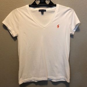 Ralph Lauren White Polo V-neck Shirt